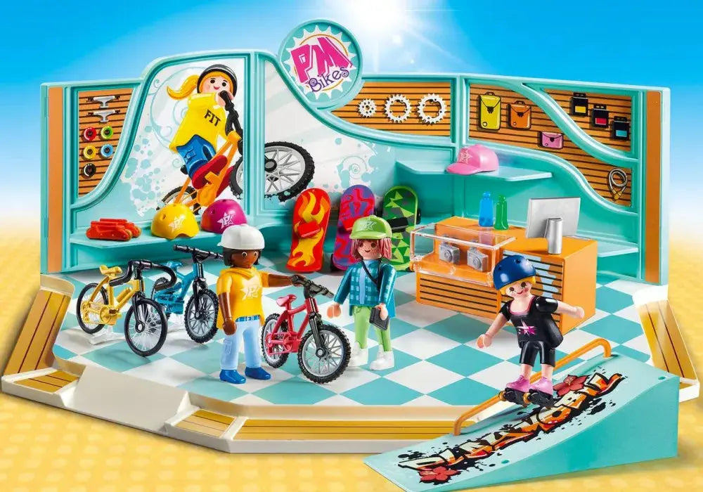 PLAYMOBIL City Life 9402 : Boutique de skate et vélos Play Again