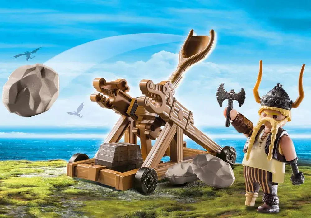 PLAYMOBIL Dragons (DreamWorks) 9245 : Gueulfor avec catapulte Play Again