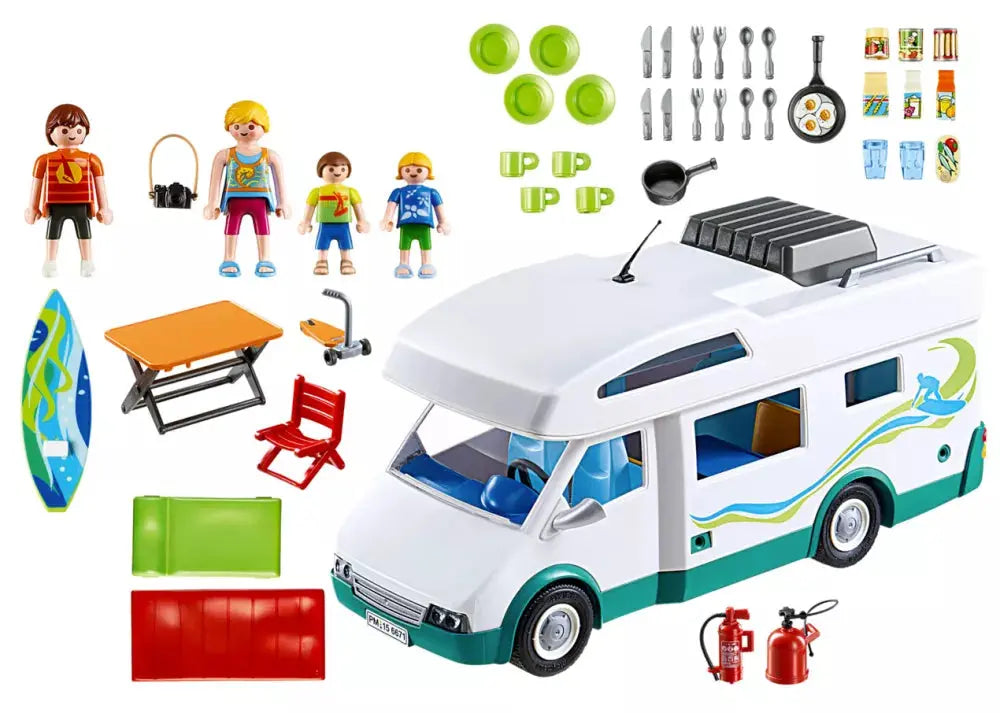 PLAYMOBIL Summer Fun 6671 : Famille avec camping-car Play Again