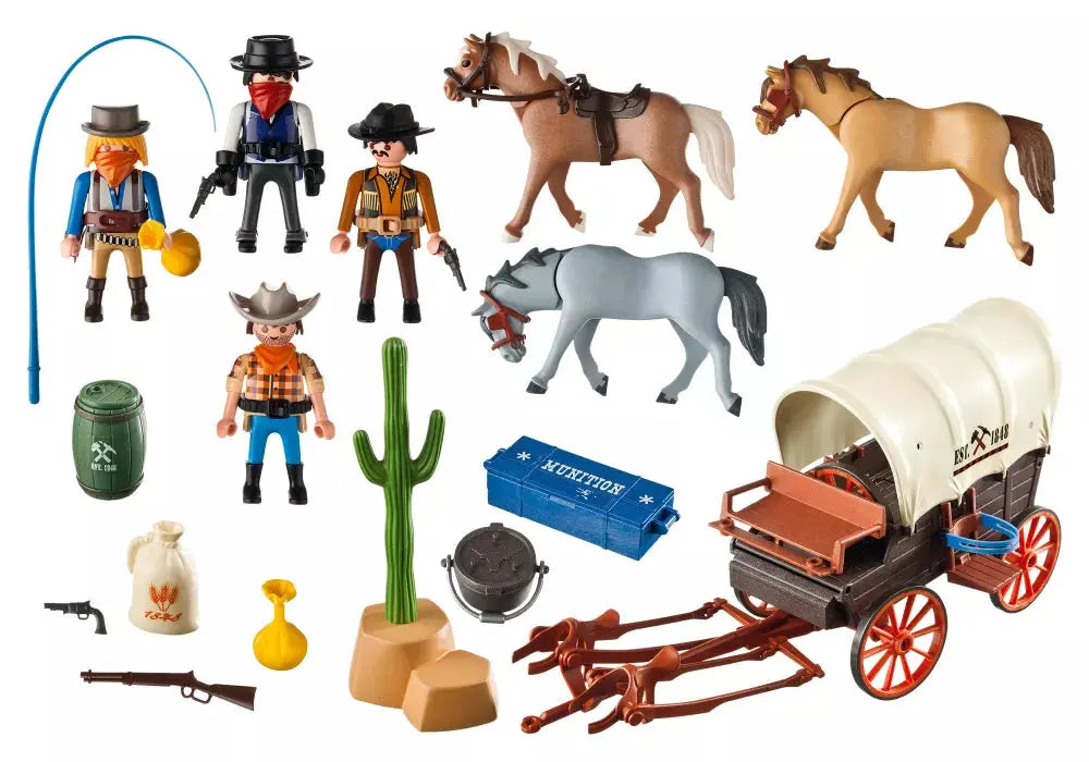 PLAYMOBIL Western 5248 : Chariot avec Cow-boys et bandits Play Again