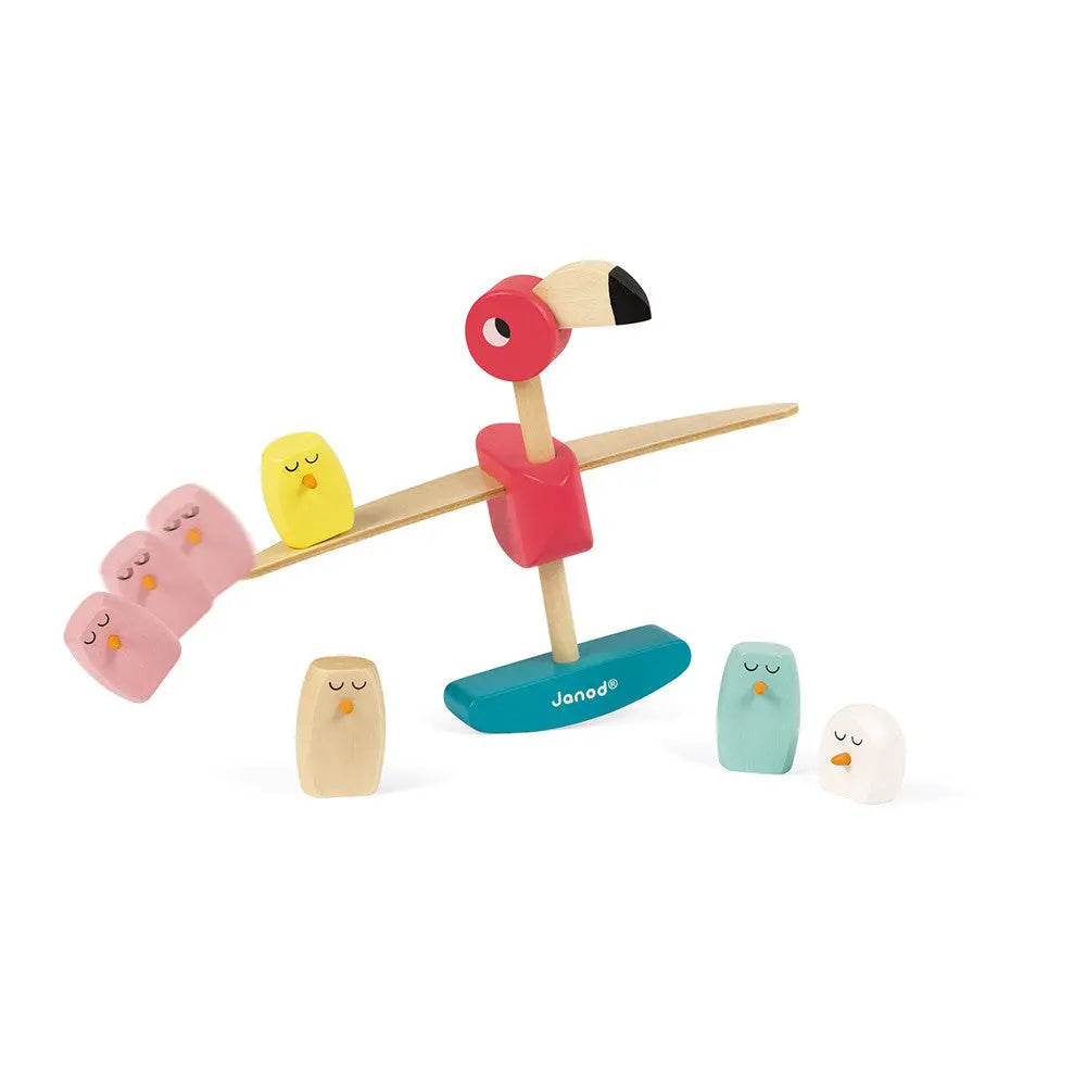 Jeu d'équilibre flamant rose Janod (bois) Play Again