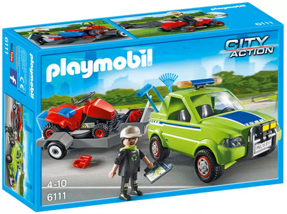 PLAYMOBIL City Action 6111 : Jardinier avec véhicule et tracteur tondeuse