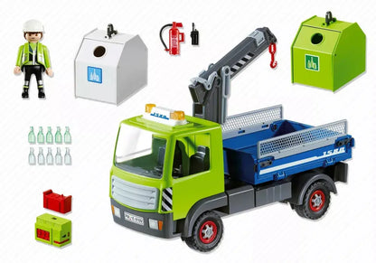 PLAYMOBIL City Action 6109 : Camion avec grue et conteneurs à verre Play Again