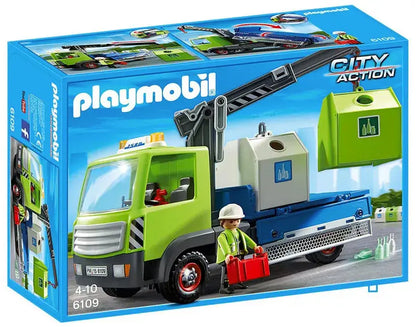 PLAYMOBIL City Action 6109 : Camion avec grue et conteneurs à verre Play Again
