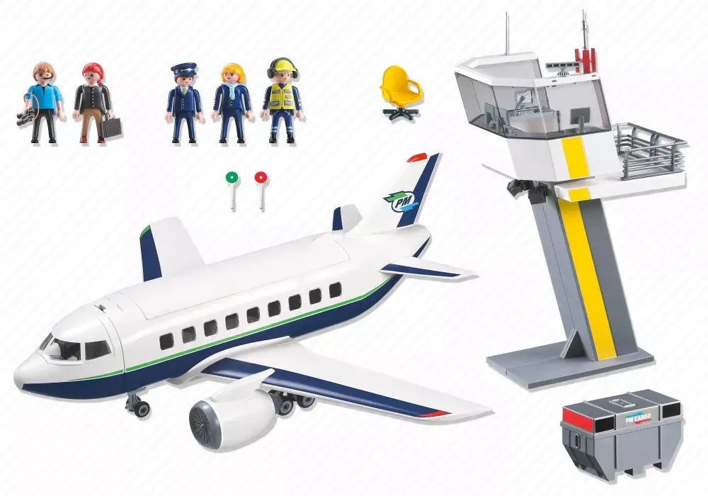 PLAYMOBIL City Action 71392 : Avion et tour de contrôle Play Again