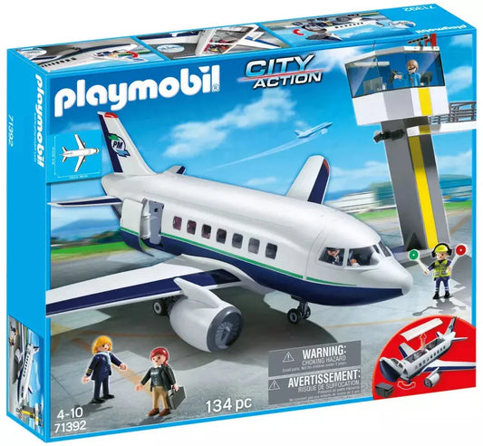 PLAYMOBIL City Action 71392 : Avion et tour de contrôle Play Again