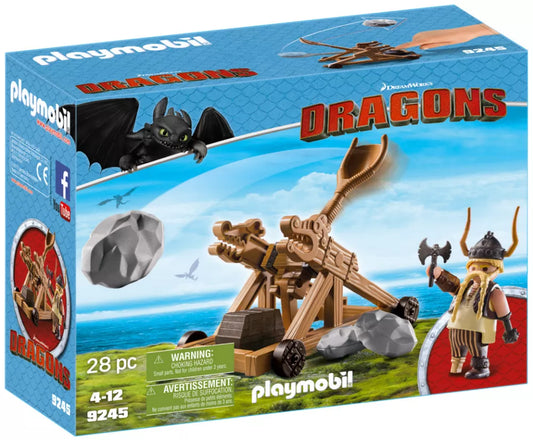PLAYMOBIL Dragons (DreamWorks) 9245 : Gueulfor avec catapulte