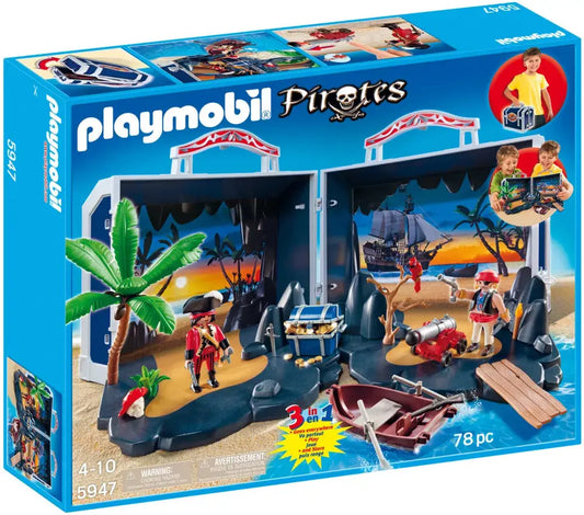 PLAYMOBIL Pirates 5947 : Coffre transportable île au trésor de pirate Play Again