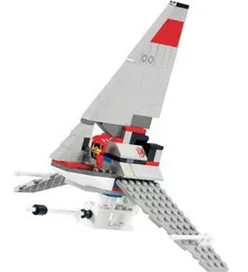Vaisseau LEGO Star Wars 4477 T-16 Skyhopper monté avec son pilote, dérive blanche et rouge